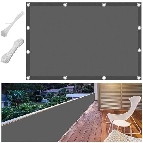FlySoul Balkon Sonnenschutz 60x100cm Markisenstoffe Meterware im Viele Größe und Farben, Balkon Sonnenschutz inkl Befestigungsseile, UV-Schutz, Wetterfest für Garten Terrasse
