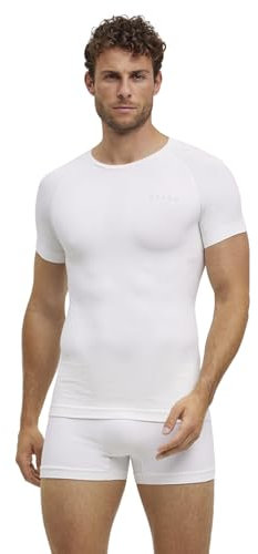 FALKE Herren Baselayer-Shirt Warm Round Neck M S/s Ts Funktionsmaterial schnelltrocknend 1 Stück, Weiß White 2860, XXL