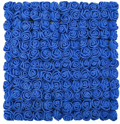 MWOOT 144 Pezzi Fiori Artificiali Blu, Mini Rose Finte, Rose in Schiuma Piccoli per San Valentino Matrimonio Festa Halloween Festival Decorazione, 2.5CM Teste di Rose Finti Fai Da Te