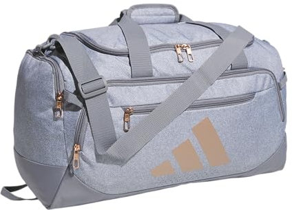 adidas Defender 5 Kleine Reisetasche, Köpergrau/Rotgold, Defender 5.0 Seesack, strapazierfähige Reisetasche, Sporttasche, für Damen und Herren