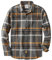 Dubinik® Chemise en flanelle pour homme 100 % coton, chemise à carreaux en flanelle à manches longues, douce, décontractée, à boutons, Gris et jaune., Taille L