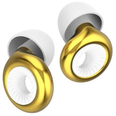 Reusable Ear Plugs for Sleep - Noise Cancelling, Snoring, Travel, and Concerts | 25dB Hearing Protection with Noise Reduction | Comes with 8 Ear Tips and XS/S/M/L - Gold