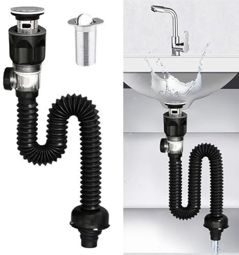 ARMYJY Bathroom Kitchen Drainage Tube Sink Sewer Pipe Hose Basin Installation Dual-purpose Drain Holes Non-holes Home Plumbing