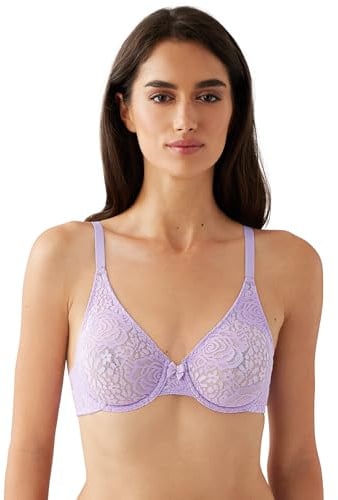 Wacoal Women's Halo Lace Unlined Convertible Underwire Bra, Purple Rose, 36DD
