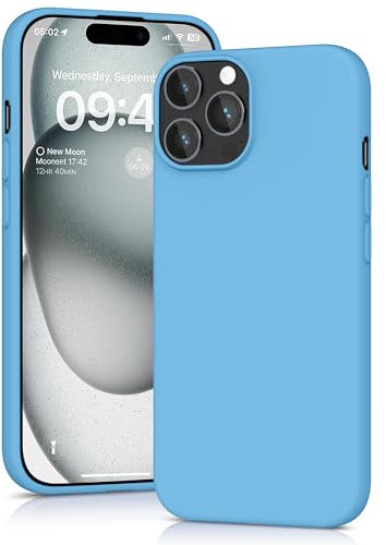 YATWIN Silicone Case for iPhone 15 Pro, Soft-Touch, Shockproof, DustProof, Antiskid Full Body Armour Phone Cover for Apple iPhone 15 Pro - Sky Blue