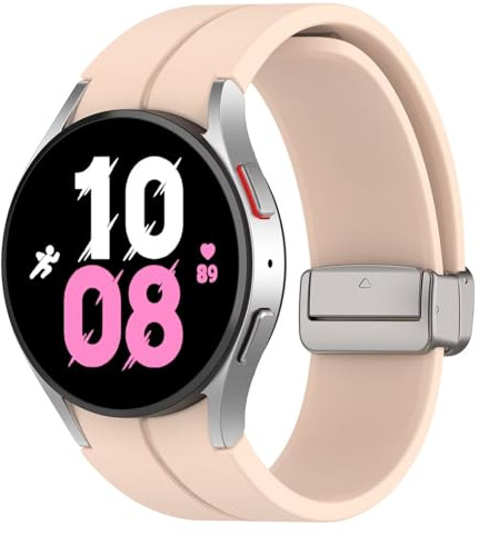 FTRONGRT Armband Kompatibel mit Samsung Galaxy Watch 6 Classic, TPU-Silikon, Weich und Bequem, Ersatz Uhrenarmband Kompatibel mit Samsung Galaxy Watch 6 Classic.Silberne Schnalle Offizielles Pink