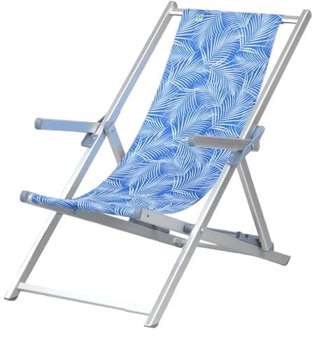Totò Piccinni SDRAIO SALENTO in alluminio pieghevole con 4 posizioni mare spiaggia piscina giardino (Sdraio Tropical Blu)