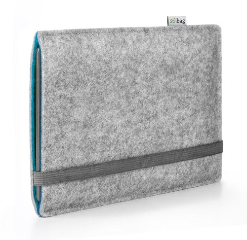 Stilbag Finn Étui de protection en feutre pour liseuse électronique Onyx Boox Page - Fabriqué en Allemagne - Couleur : gris clair/azur