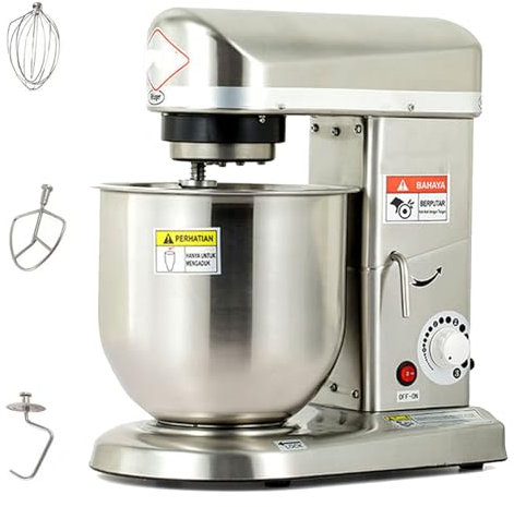 LYFDPN Batteur sur Socle pour pâtisserie Commerciale, mélangeur de Cuisine Multifonction, Bol en Acier Inoxydable de 10 L, mélangeur à tête réglable inclinable de 500 W (Stainlesssteel)
