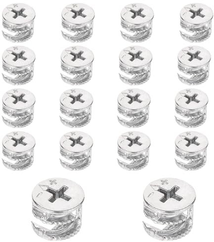 16 tuercas de bloqueo de leva para muebles, conector de panel de 15 mm x 12 mm, cierres de leva para muebles, accesorios de leva para armario, cajón, armario y aparador