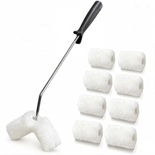 Hanpex Small Double Paint Roller, Roller Brush, House Painting Supplies Covers, Paint Rollers Naps, Roller Frame and Paint Roller Kit for Stair Balusters, Fences, Pipes, Tube, etc.