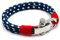 Men's Nautical Bracelet, Double Rope Bracelet with Stainless Steel Shackle | Bracelet With Silver Bolt Clasp - Shackle Bracelet - Surfer Jewellery (Navy Blue)