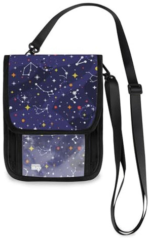 Mnsruu Galaxy Space - Cartera de viaje con estrellas de la Vía Láctea, para pasaporte, tarjetas de crédito, gadgets, unisex, con correa ajustable, #01, Talla única, moda