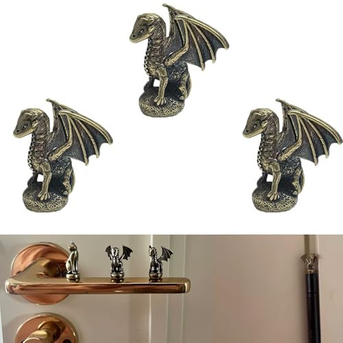 Hinge Head Home Decoration, Hinge Heads Decorative Topper, Cat Hinge Caps, Alloy Animal Hinge Head, Magnet Door Hinge Pin Topper Set of 3 (Dragon)