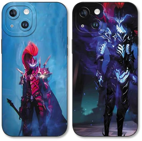 TBNMBGY 2 Stück Schwarz Cartoon Handyhülle für iPhone 14 6.1 Hülle, Anime Motiv Heißblütiger Manga Muster Silikon TPU Case Fallschutz Kratzfest Stoßfest Jungs Schutzhülle, Motiv