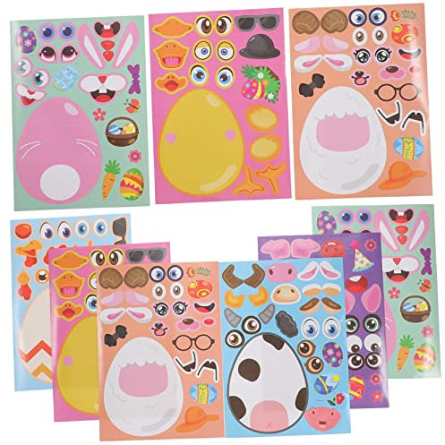 Toyvian 48blätter Osterei Aufkleber Lustige Und Kreative Dekoration Für Ostern Und Bastelprojekte Fördert Das Lernen Kreativität
