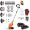 Decespugliatore a batteria,Tagliaerba a Batteria, Decespugliatore Elettrico, Tagliabordi a Batteria con 2 batterie, 4 Tipi Lame,Testata Regolabile e Maniglia Telescopica Tagliaerba per Giardino