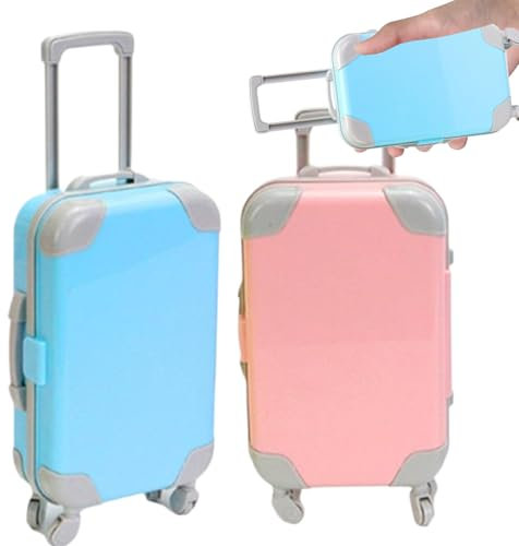 2pcs Mini Koffer realistische Mini -Koffer Party Favor Box Öffnbares Gepäck mit ausziehbarer Pull Rod Falsch Wimpernfall für Puppenmädchengeschenke, Spielzeug, Spielzeug