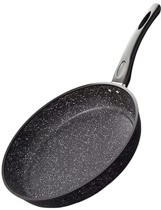 ONZLBOR 25cm Maifan Stone Nonstick Frying Pan - Healthy Ceramic Coating, Induction Compatible for All Hobs, Scratch-Resistant, Cool-Touch Handle (Black Marble)