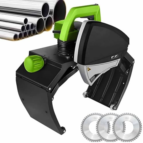 ZenSeFarin Cortatubos Eléctrico con Fijación De Riel De Precisión 5 Velocidades con 3 Hojas Acero INOX para Acero/Cobre/PVC, Diámetro 15-400mm para Tuberías Industriales Y De Construcción,ZD400