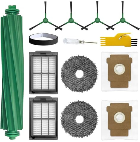 aotengou Recambios para el robot aspirador iRobot Roomba Plus 505 Combo y 405 Combo 12 paquetes 1 cepillo principal, 2 filtros, 4 cepillos laterales, 2 paños, 2 bolsas, 1 tira protectora