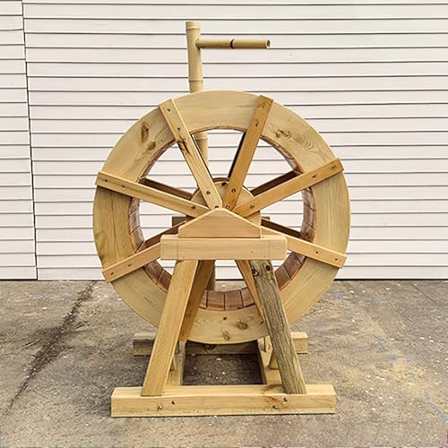 Fontaine à Roue à Eau pour Jardin extérieur, Fontaine à Eau de Source autoportante en Bois, Idéale pour Balcon, terrasse, étang, Piscine, etc