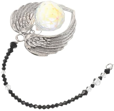 Amosfun Retro Black Angel Wings Crystal Pendant Window Suncatcher with Sparkling Prisms Outdoor Garden Decoration Indoor Hanging Ornament for Light Refraction and Artistic Home Accent