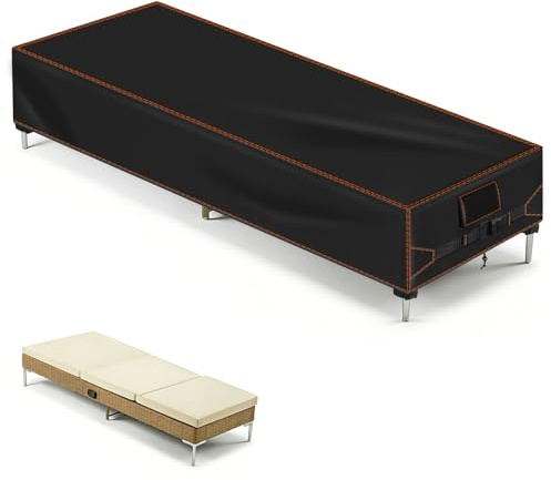 Khongoo Gartenliege Abdeckung, 210x75x40cm Schutzhülle Gartenliege, Schwarz