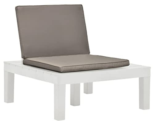 Yunovire Garten-Lounge-Stuhl, Kunststoff Weiß, wetterfest, 78x78x70 cm, mit braunem Sitzpolster, ideal für Terrasse, Balkon, modern, bequemer Outdoor-Sessel