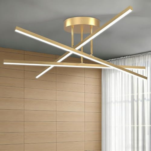 Amansour LED Deckenleuchte Wohnzimmer Deckenlampe Schlafzimmer: 36W Kaltweiß 6000K, 60cm moderne Deckenleuchte aus schwarzem Acryl mit flacher Montage für Büro, Schlafzimmer, Wohnzimmer