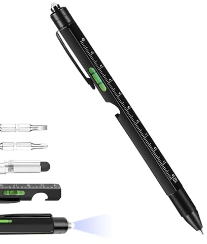 9 in 1 Multi Tool Pen, Gifts for Men, Multi Tool Pen for Handyman with Screwdrivers Flashlight Level Ruler Touch Screen Stylusr, Cool Practical Gadget Gifts for Husband Boyfriend DIY Home Office