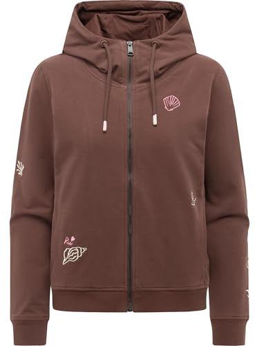 Ragwear Damen Kurze Sweatjacke Zipper mit Verstellbarer Kapuze und modischen Stickereien Parya Embro XS-XXL