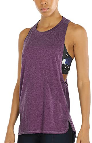 icyzone Sport Tank Top Damen Locker - Yoga Fitness Shirt atmungsaktive Sport Tops (M, Grape)