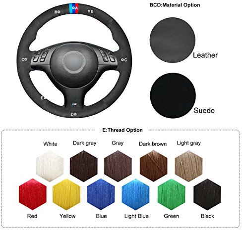 MEWANT Lenkradbezug für M Sport E46 330i 330Ci E39 540i 525i 530i M3 E46 M5 E39, handgenäht, Schwarz