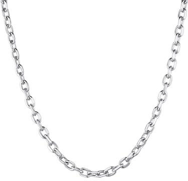 ChainsHouse Kette für Damen Herren Rolokette Edelstahl Halskette Ankerkette 3/5/7/9/12 mm breit Gliederkette Robuste Hip Hop O-Kette Silber/Schwarz/Vergoldet Rolo Collier Halsschmuck Länge 46-76cm