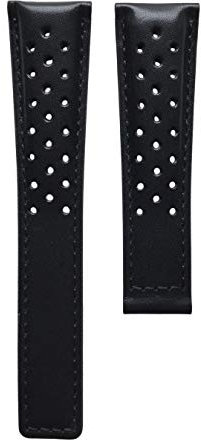Swiss Time Uhrenarmband Echtem Leder Perforiert 20 mm Schwarz Kompatibel Mit Tag Heuer