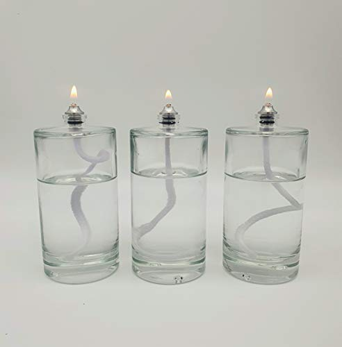 CLEARCRAFT 3 x 100ml Glass Pillar Indoor Oil Lamp Candle Burner For Use With Sootless Odourless Lamp Oil