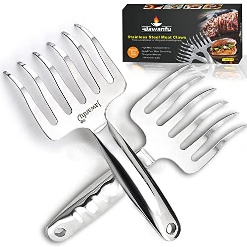Fleischzerkleinerer Krallen, 18/8 Edelstahl Pulled Pork Tools zum Zerkleinern von Fleisch, Mühelos Grillwerkzeuge für Handhabung, Zerkleinern, Ziehen von Fleisch, Smoker Grillen Geschenke, 2 Stück