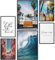 Papierschmiede® Mood Poster Set Surfing, Gerahmte Bilder (Rahmen: Material und Farbe wählbar), Wohnzimmer Deko Schlafzimmer, 2x DIN A3 und 4x DIN A4, Strand Beach Surfbrett Palmen