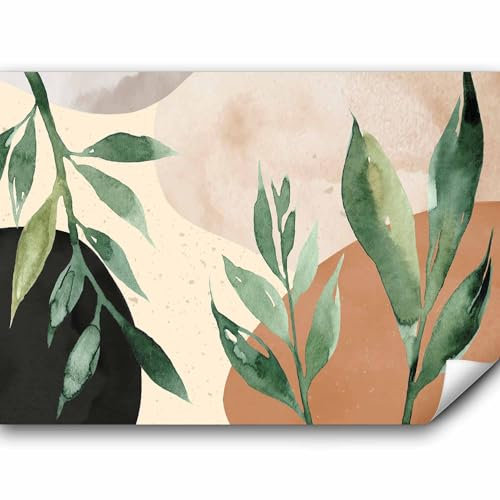 murando - Papier peint panoramique nature 350x256 cm - Revêtement mural décoration chambre salon - Design moderne - Marron jaune vert - Scandiboho tendances feuilles plantes nature b-A-0885-a-a