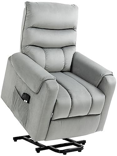 HOMCOM Poltrona Relax Elettrica Reclinabile a 135°, Poltrona Massaggiante Alzapersona con Telecomando, Doppia Imbottitura e Rivestimento Velluto