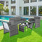 LIFERUN Balkonmöbel Set 3tlg,Polyrattan Gartenmöbel-Set, Polyrattan Lounge Set, Gartenlounge Set,Sitzgruppe Doppelsofa, 2 x Sessel und Tisch aus gehärtetem Glas, für Terrasse, Schwimmbad