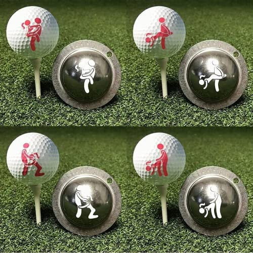 JSWLYWMTPJ Funny Golf Ball Marker Stencil Adult Humor Pranks Stamper Drawing Tool For Men Women (4PCS)
