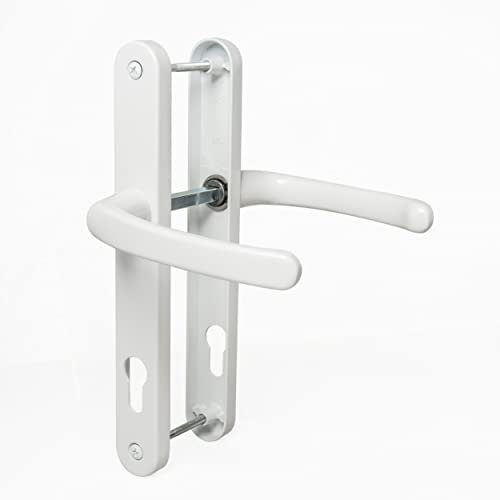 UK Security Supplies - Ensemble de poignées de porte UPVC - Blanc - Levier/levier - 92 mm PZ - Vis de 215 mm - Plaque arrière 245 mm x 32 mm - Poignées de porte en PVC de rechange