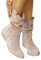 Minetom Stivali da Donna Stivaletti in Camoscio con Tacco Grosso A Punta retrò Cowboy Western Scarpe con Cerniera Laterale A Beige 42 EU