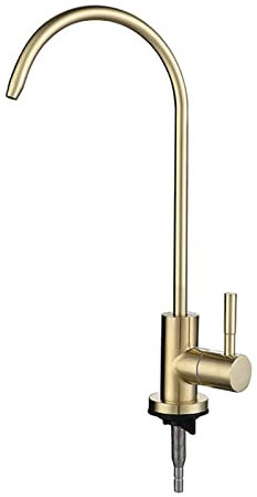 Grifo Cocina,Grifo Osmosis De Cuello De Cisne Frío Simple Grifos Cocina Fregadero,oro Cepillado