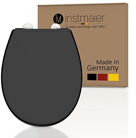 instmaier Toilettendeckel mit Absenkautomatik schwarz | Made in Germany | ovale Form | Toilettensitz aus Duroplast | Leicht abzunehmende Toilettenbrille | WC-Sitz stabil bis 250kg