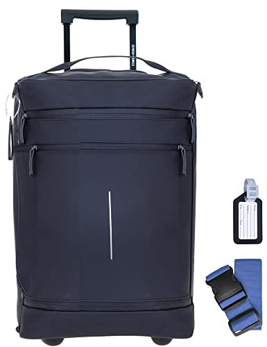 New Rebels Trolley Handgepäck Herren Damen IATA Reise Koffer Gepäck Bag Harper Pro 50 cm 30 L Schultergurt Trolly Weekender Over Night Sauna Tasche + Koffergurt (Black Noir (Schwarz))