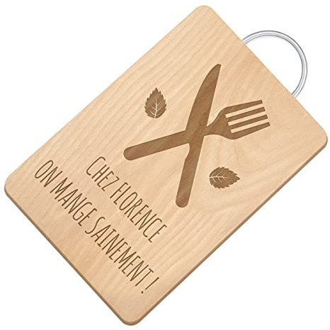 Maverton Planche à découper personnalisée pour elle - Plateau en bois avec manche en métal pour femme - maman - Planche avec gravure pour anniversaire - decoration cusine - Couverts
