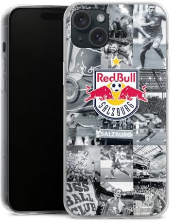 Silikon Hülle kompatibel mit Apple iPhone 15 Plus Case transparent Handyhülle FC Red Bull Salzburg Red Bull Salzburg